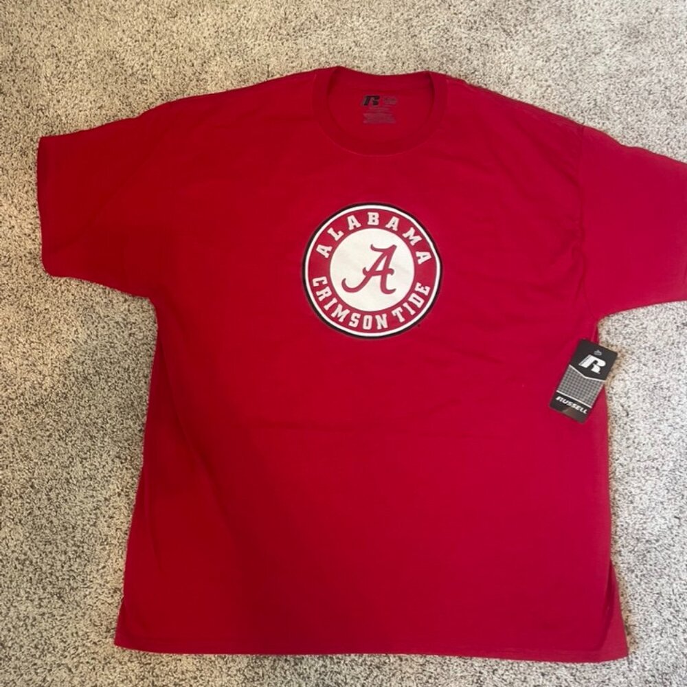Alabama Crimson Tide Shirt Men's 2XL Red Short Sleeve Russell NCAA Football